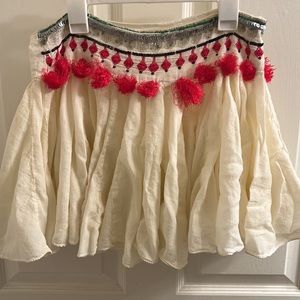 RAGA Ivory Mini Short Skirt with Sequin and Embroidery - Medium